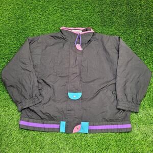 Vintage 90s ELCO Windbreaker Jacket Womens 3XL 28x28 Black